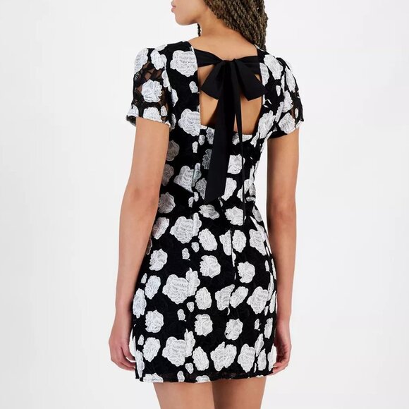 Sam Edelman Black & White Rose-Embroidered Boat-Neck Sheath Dress NWT | Size 6 - Picture 2 of 4